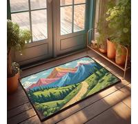 FZFN Washable Runners Bath Quick Dry Mountain Range With Scenic Path Through Lush Forest - Rustic Kitchen Tiki Bar Decor Travel Rug(65X90CM)