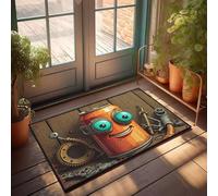 FZFN Washable Runners Plain Outdoor Shower Decor Water Resistant - A Smiling Soda Can With Mechanical Eyes. Kitchen Anti Fatigue Durable Non Skid For Billiards(50X80CM)