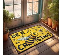 FZFN Welcome Door Mats For Outside Entry Bee Crossing: A Vibrant Gathering Of Honeybees Doormat Farmhouse Kitchen Rugs Unique Home Decor(65X90CM)