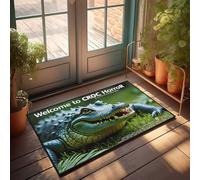 FZFN Welcome Door Mats For Outside Entry Welcome To Croc Horror: A Spine-Chilling Adventure In The Wild Doormat Farmhouse Kitchen Rugs Unique Home Decor(50X80CM)