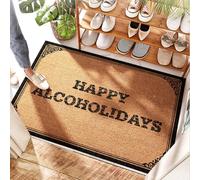 FZFN Welcome Mat Buffalo Check Happy Alcoholidays - Gripper | Dorm/Tan - Personalized Door Mats For Front Door, Laundry Room & Back Door Indoor(40X60CM)