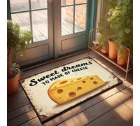 FZFN Welcome Mat Classroom Cheese Dreams: A Slice Of Cheese With Holes On A Plate Doormat Home Door Mat Mat Shoes(50X80CM)