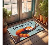 FZFN Welcome Mat Classroom Red Panda Resting On Branch: 'I'M Not Lazy' Doormat Home Door Mat Mat Shoes(50X80CM)