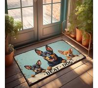 FZFN Welcome Mat Classroom Three Cute Dogs Peeking Over Sign: Beat Dog Doormat Home Door Mat Mat Shoes(50X80CM)
