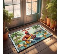 FZFN Welcome Mats Outdoor Fall Relaxing Guitarist In Tropical Nassau Paradise Doormat Shoes Here Mat Door Mat Indoor Entrance(50X80CM)