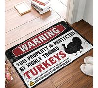 FZFN Welcome Mats Outdoor Large Warning This Property Is Protected By A Highly Trained Turkey Rug Welcome Mats For Front Door Outdoor Gifts For Home(65X90CM)