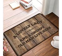 FZFN Welcome Rugs Front Door Indoor A Lovely Lady And A Grumpy Old Man Live Here Rug Entry Mats Outdoor Home Man Cabe Decor(40X60CM)