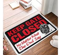 FZFN Welcome Rugs Front Door Indoor Keep Gate Closed No Matter What The Owl Say Doormat Entry Mats Outdoor Home Man Cabe Decor(65X90CM)
