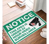 FZFN Welcome Rugs Front Door Indoor Notice - This Area Is Under 28 Hour Video Surveillances Mat Entry Mats Outdoor Home Man Cabe Decor(65X90CM)