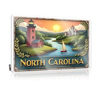 FZFN Whiskey Signs For Home Bar North Carolina Coastal Serenity: Lighthouse, Castle, And Sailboat Tin Sign Funny Street Signs Cave Door Sign(20X30CM)