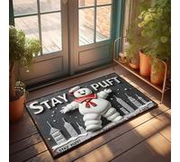 FZFN Winter Doormat Outdoor Stay Puft Marshmallow Man: A Giant Snowman In The Cityscape Doormat Home Bar Decor Rugs For Kitchen(40X60CM)