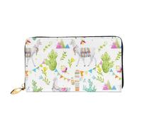 FZGGWYHL Alpaca Llama Cactus Flag Mountain Printed Leather Wallet Portable Travel Organiser Neutral Clutch Bag