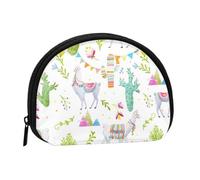 FZGGWYHL Alpaca Llama Cactus Flag Mountain Printed Shell Storage Bag Mini Storage Pouch Coin Purse