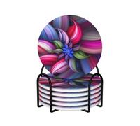 FZGGWYHL Beautiful Flowers printed Ceramic Coaster Set of 6 Decorative Coaster Drinking Coaster