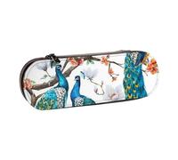 FZGGWYHL Beautiful Peacock Flowers Printed Leather Pencil Case Portable Stationery Pouch Storage Bag