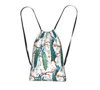 FZGGWYHL Beautiful Peacock Flowers printed Storage bag with a drawstring backpack sports bag