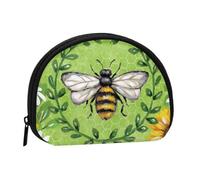 FZGGWYHL bee & Sunflowers Printed Shell Storage Bag Mini Storage Pouch Coin Purse