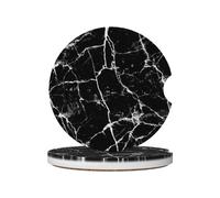 FZGGWYHL Black Marble printed Ceramic Car Coasters 2 Pcs Car cup holder