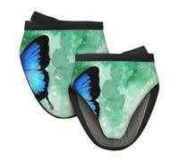 FZGGWYHL Blue Butterfly Pattern printed Mini Silicone Oven Mitts Heat-resistant oven gloves