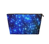 FZGGWYHL Blue Shining Stars printed Leather Travel Toiletry Bag Zip Cosmetic Bag Travel Organiser