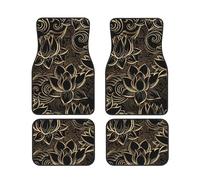 FZGGWYHL Boho Gold Lotus Flowers printed Car Floor Mats 4-Piece Set Universal Car Floor Mats