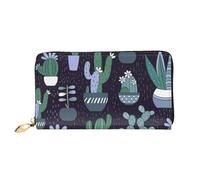 FZGGWYHL Cactus Succulent Plant Printed Leather Wallet Portable Travel Organiser Neutral Clutch Bag