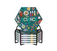 FZGGWYHL Cartoon Science Theme printed Ceramic Coaster Set of 6 Decorative Coaster Drinking Coaster