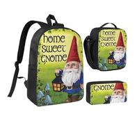 FZGGWYHL Colorful Gnomes Printed Backpack Three-Piece Set - Backpack, Pencil case,Lunch Bag