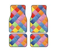 FZGGWYHL Colorful Plaid printed Car Floor Mats 4-Piece Set Universal Car Floor Mats