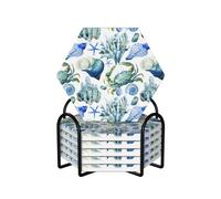 FZGGWYHL Crab Conch printed Ceramic Coaster Set of 6 Decorative Coaster Drinking Coaster