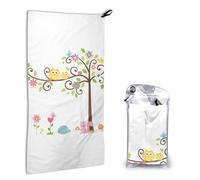 FZGGWYHL Cute Cartoon Owl Tree Flowers and Squirrel printed Quick dry towel 16x31.5in hand Towel