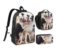 FZGGWYHL Cute Dog Printed Backpack Three-Piece Set - Backpack, Pencil case,Lunch Bag