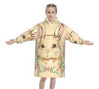 FZGGWYHL Cute Easter Bunny Rabbit printed Kids Blanket Hoodie Wearable Blanket