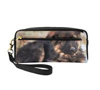 FZGGWYHL Cute German Shepherd Puppy Printed Pencil Case Small Makeup Bag Portable Storage Bag