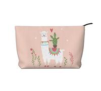 FZGGWYHL Cute Hand Drawn Llama Printed Corduroy Makeup Bag Daily Storage Bag