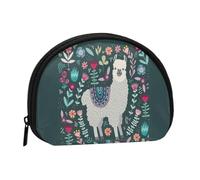 FZGGWYHL Cute Llama Floral Printed Shell Storage Bag Mini Storage Pouch Coin Purse