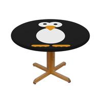 FZGGWYHL Cute Penguin printed Oxford fabric round tablecloth washable reusable table cover