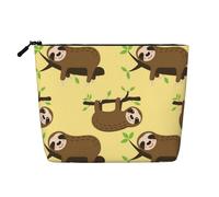 FZGGWYHL Cute Sloths on Yellow Lemons Printed Fake Hemp Makeup Bag Daily Storage Bag
