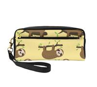 FZGGWYHL Cute Sloths on Yellow Lemons Printed Pencil Case Small Makeup Bag Portable Storage Bag