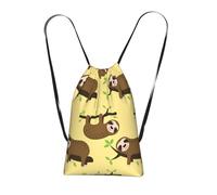 FZGGWYHL Cute sloths on yellow lemons printed Storage bag with a drawstring backpack sports bag