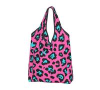 FZGGWYHL Cute Turquoise Leopard printed Portable shopping bag Shoulder Bag Tote Bag