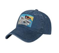 FZGGWYHL Dog with Glasses Reading Newspaper Ocean Beach printed Casquette Adjustable Baseball Cap adult headwear