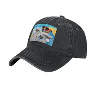 FZGGWYHL Dog with Glasses Reading Newspaper Ocean Beach printed Casquette Adjustable Baseball Cap adult headwear