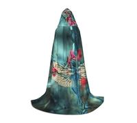 FZGGWYHL Dragonfly On The Flower printed Adult Long Cape Halloween Hooded Cape Party Decoration Robe