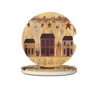 FZGGWYHL Fall Country Barn printed Ceramic Car Coasters 2 Pcs Car beverage coaster