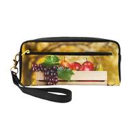 FZGGWYHL Fall Red Leaves and Fruits Printed Pencil Case Small Makeup Bag Portable Storage Bag