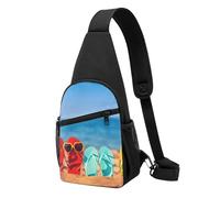 FZGGWYHL Flip-Flops on a Sandy Beach printed Chest pack Chest package diagonally Crossbody Bag