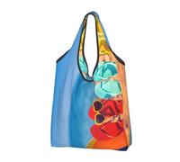FZGGWYHL Flip-Flops on a Sandy Beach printed Portable shopping bag Shoulder Bag Tote Bag