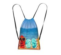FZGGWYHL Flip-Flops on a Sandy Beach printed Storage bag with a drawstring backpack sports bag