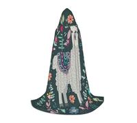 FZGGWYHL Flower Alpaca printed Adult Long Cape Halloween Hooded Cape Party Decoration Robe